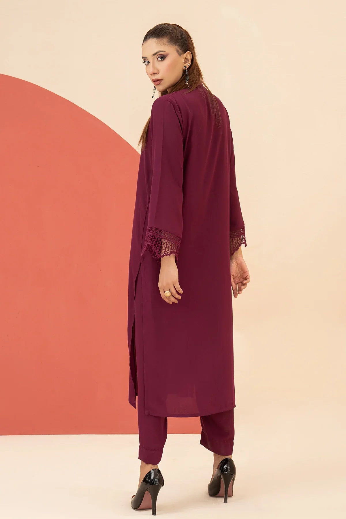 Plum khaddar Dress