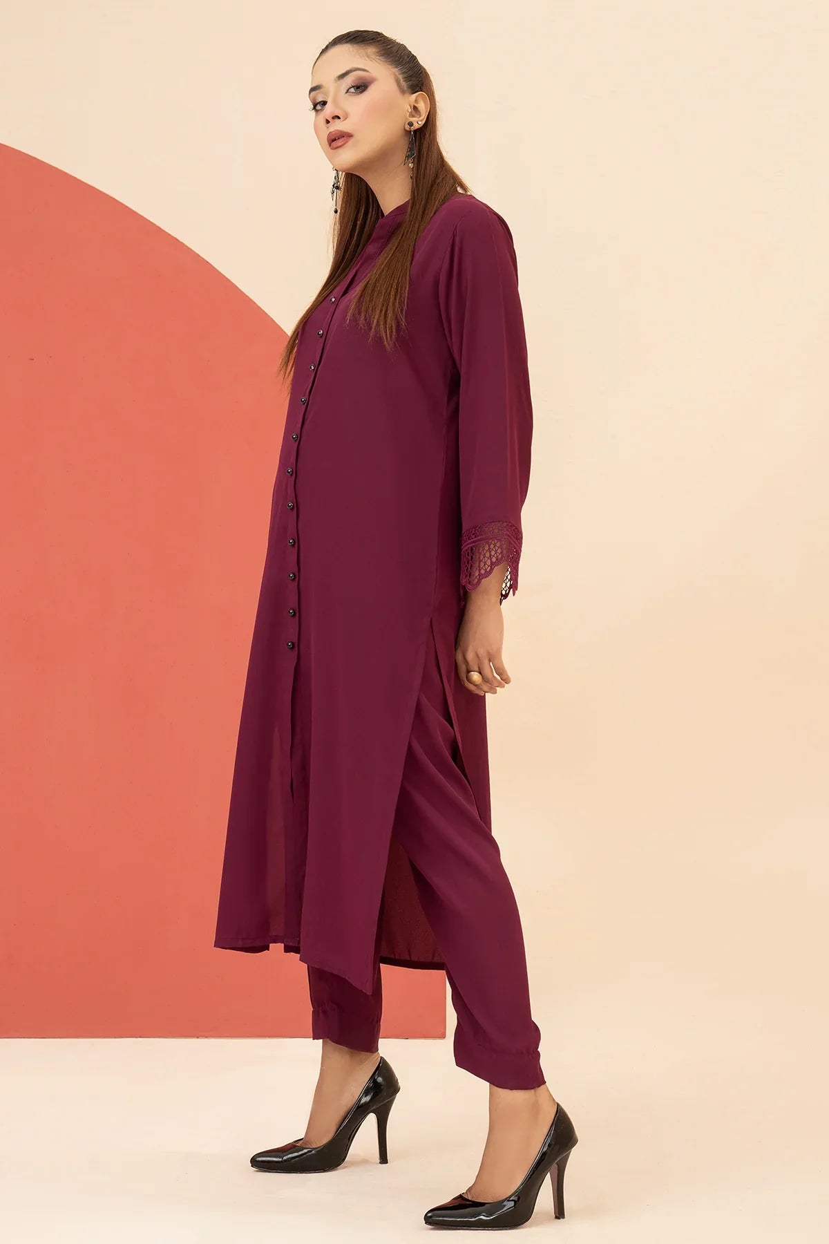 Plum khaddar Dress