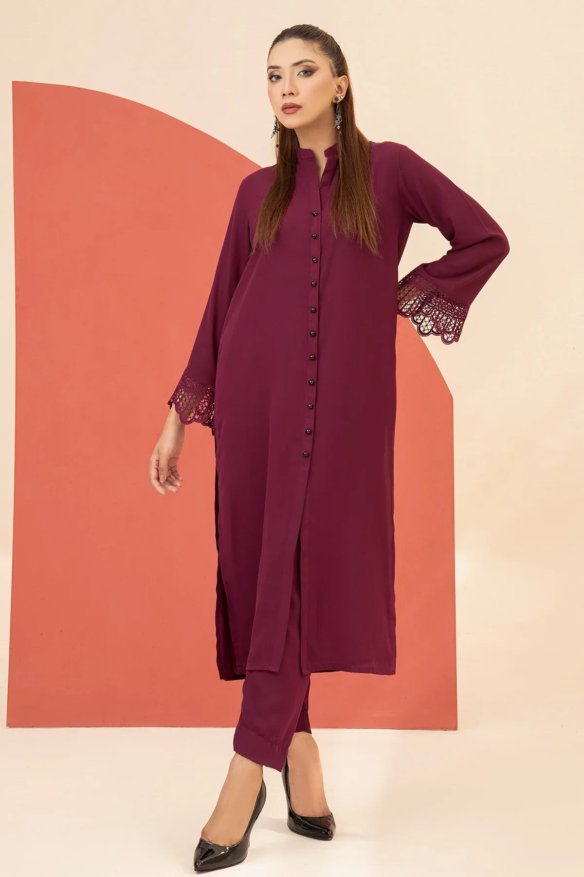 Plum khaddar Dress